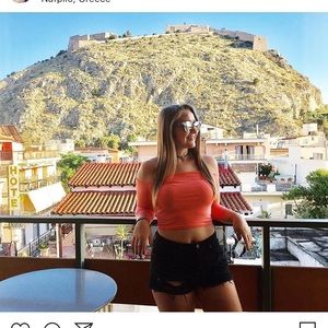 Pink off the shoulder crop top